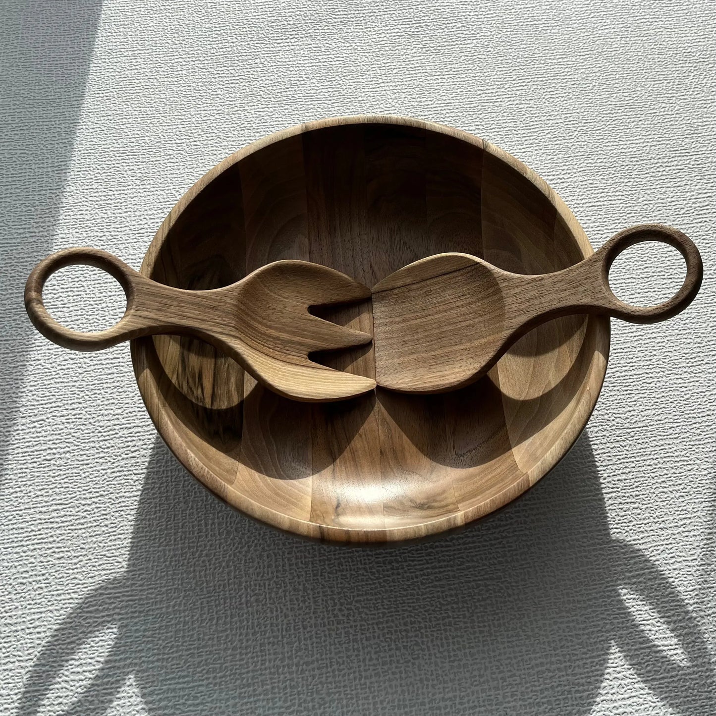 Klewea. Lot de 4 couverts à salade en bois de noyer ou en bois de cerisier Que du Bois Atelier