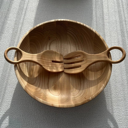 Klewea. Lot de 4 couverts à salade en bois de noyer ou en bois de cerisier Que du Bois Atelier