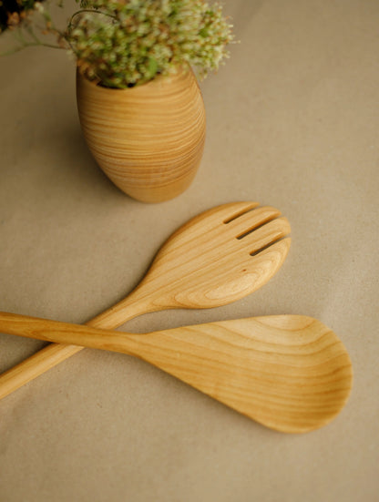 Q97 - Lot de cuillères à salade en bois de cerisier Que du Bois Atelier