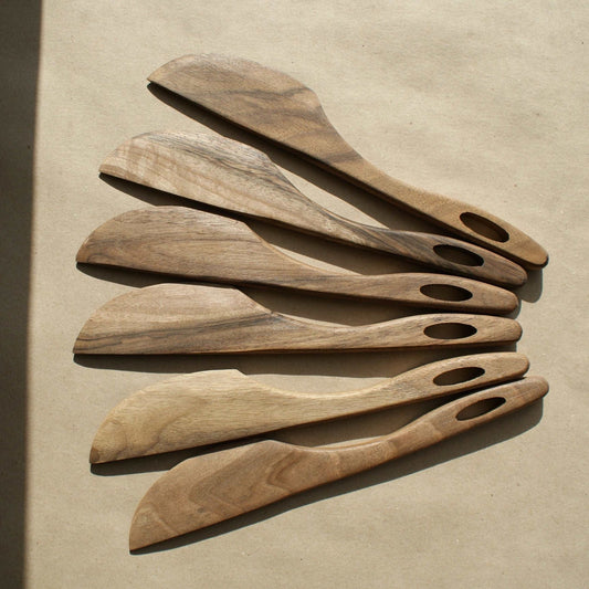 Astilbe - lot de 6 couteaux décoratifs en bois de noyer - Que du Bois Atelier