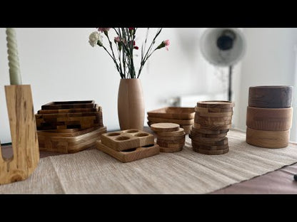 Heleau. Lot de 6 sous-verres en bois de frêne ou en bois de noyer