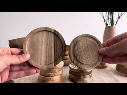 Carleau. Lot de 6 sous-verres en bois de frêne ou en bois de noyer